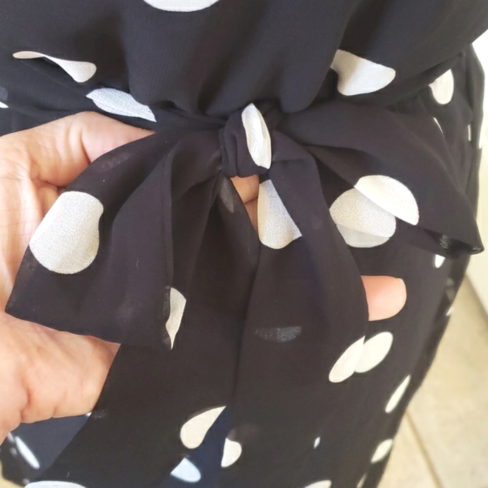 Banana Republic Black White Polka Dot Halter Midi Dress Size 2 - Picture 12 of 17